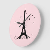 Paris Pink Eiffel Tower Große Wanduhr (Winkel)
