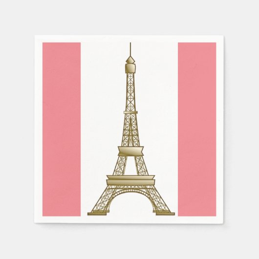 Paris Pink Eiffel Tower Paper Napkins Serviette (Vorderseite)