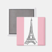 Paris Pink Eiffel Tower Theme Magnet (Vorderseite/Rückseite)