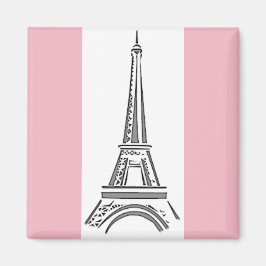 Paris Pink Eiffel Tower Theme Magnet