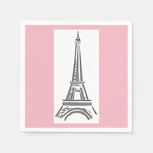 Paris Pink Eiffel Tower Theme Paper Napkins Serviette (Vorderseite)