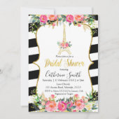 Paris Pink Floral Romantisches Brautparty Einladung (Vorderseite)