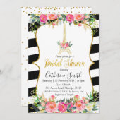 Paris Pink Floral Romantisches Brautparty Einladung (Vorne/Hinten)