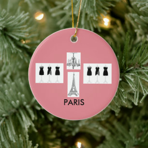 Paris Pink Französisch Geachtete Weihnachtsschmuc Keramikornament