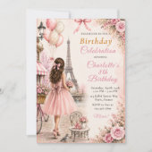Paris Pink Geburtstagsfeier Einladung (Vorderseite)