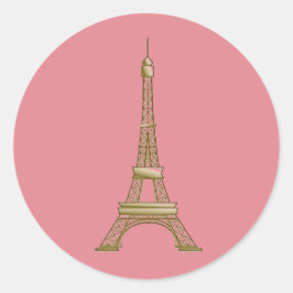 Paris Pink & Gold Eiffelturm Runder Aufkleber
