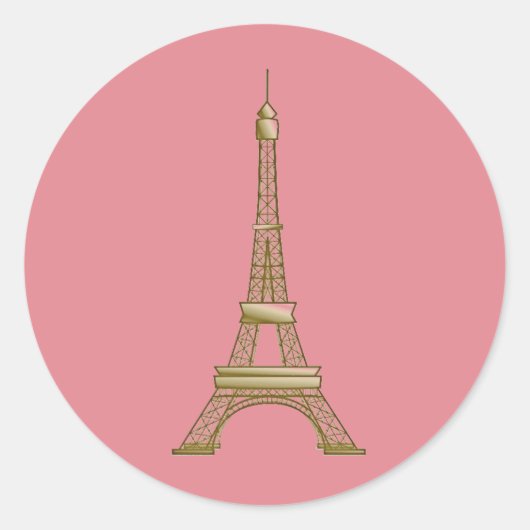 Paris Pink & Gold Eiffelturm Runder Aufkleber (Vorderseite)