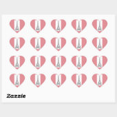 Paris Pink Heart Eiffel Tower Sticker (Blatt)