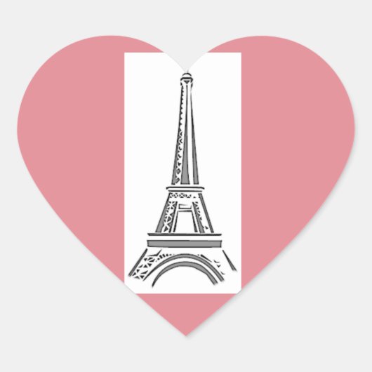 Paris Pink Heart Eiffel Tower Sticker (Vorderseite)