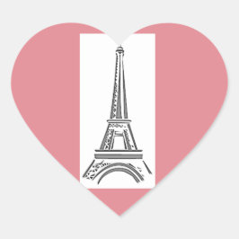 Paris Pink Heart Eiffel Tower Sticker