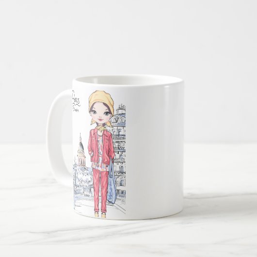 Paris Pink Heart Tasse (Vorderseite Links)