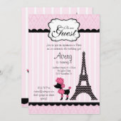 Paris Pink Poodle Eiffelturm Tee Party Braut Einladung (Vorne/Hinten)