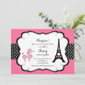 Paris Pink Poodle Eiffelturm Tee Party Braut Einladung (Stehend Vorderseite)