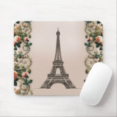 Paris Pink Rose Vines Eiffelturm Shabby Chic Mousepad (Mit Mouse)
