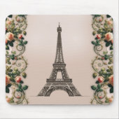 Paris Pink Rose Vines Eiffelturm Shabby Chic Mousepad (Vorne)
