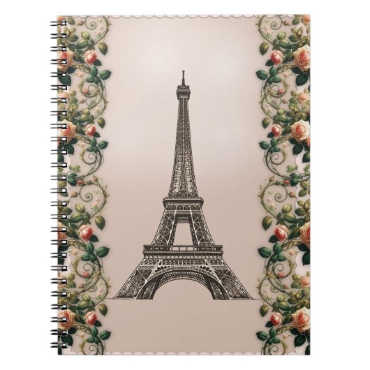 Paris Pink Rose Vines Eiffelturm Shabby Chic Notizblock (Vorderseite)