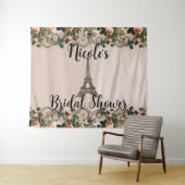 Paris Pink Rose Vines Eiffelturm Shabby Chic Wandteppich (Beispiel (Horizontal))