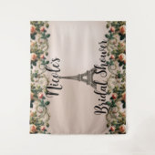 Paris Pink Rose Vines Eiffelturm Shabby Chic Wandteppich (Vorderseite)