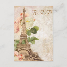 Paris Pink Rose Vintag Romantische RSVP-Karte RSVP Karte