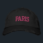 PARIS Pink Stickerei Schwarzer Vintager Stil Bestickte Baseballkappe<br><div class="desc">PARIS Pink Stickig Vintage Stil Not leidende schwarze Baumwollhut. Ein wunderbares Geschenk für alle, die Paris Frankreich Lieben! Wenn Sie Ihren persönlichen Text bevorzugen, wählen Sie einfach den Knopf "Diese Vorlage personalisieren", um Ihre Auswahl an benutzerdefiniertem Text einzugeben. Die Stickerei kann auch an andere Farbeinstellungen angepasst werden, indem Sie die...</div>