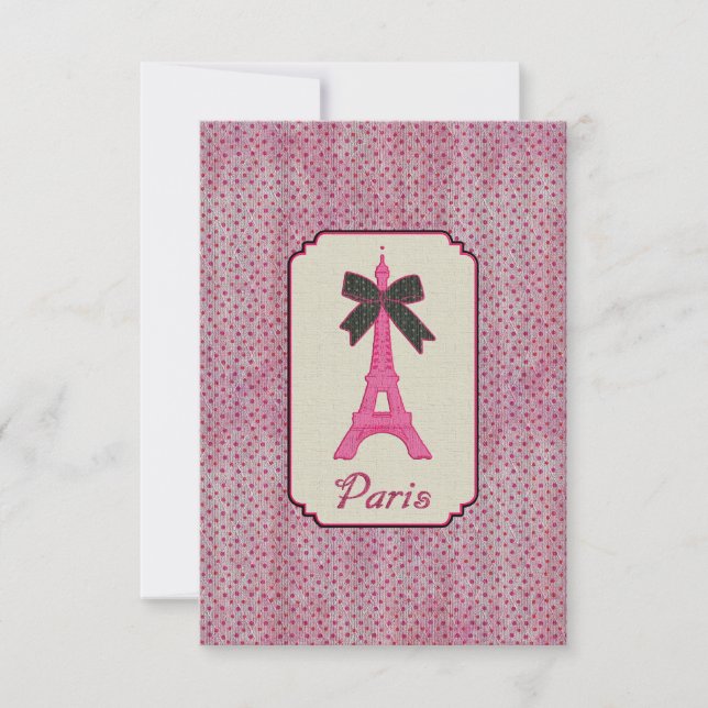 Paris Pink und Black Polka Dot Eiffel Tower & Bow (Vorderseite)