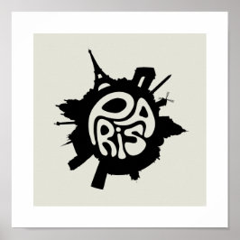 Paris Planet Typografy Poster