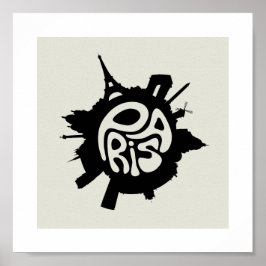 Paris Planet Typografy Poster