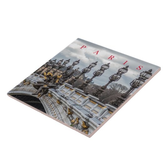 Paris Pont Alexandre III Lampposten Keramik Kachel (Seite)