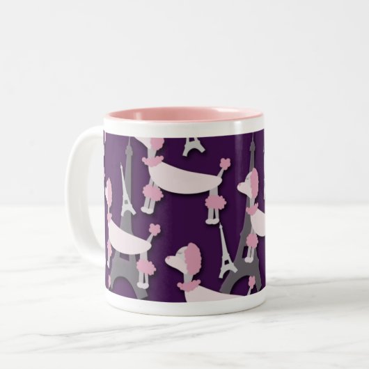 Paris Poodle Puppy Art Design Zweifarbige Tasse (Vorderseite Links)