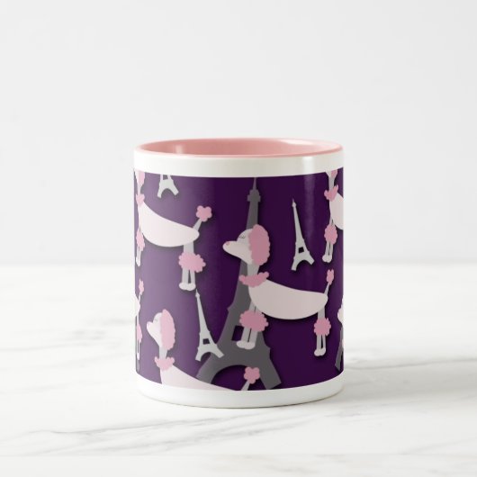 Paris Poodle Puppy Art Design Zweifarbige Tasse (Mittel)