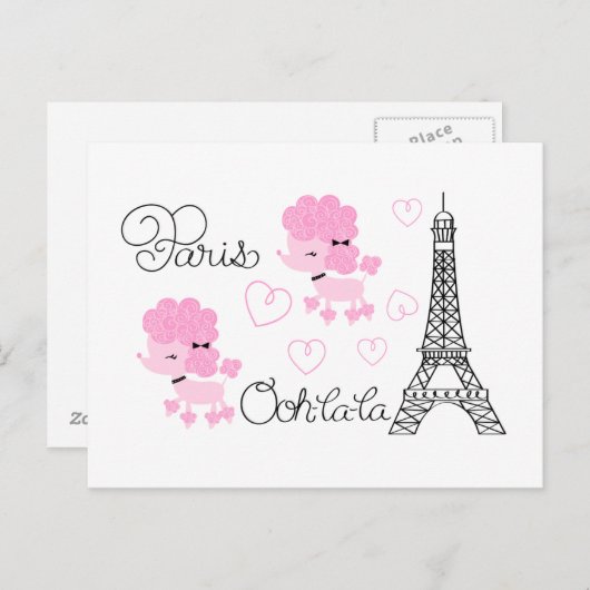 Paris Poodles Postkarte (Vorne/Hinten)