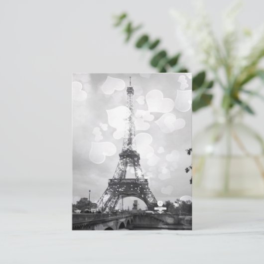 Paris Post Card, der Eiffelturm in B/W Postkarte (Stehend Vorderseite)