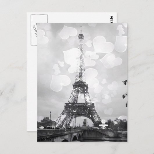 Paris Post Card, der Eiffelturm in B/W Postkarte (Vorne/Hinten)
