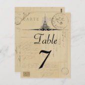 Paris Postcard Tischnummer (Vorne/Hinten)