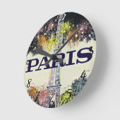 Paris: Poster Clock Runde Wanduhr (Winkel)