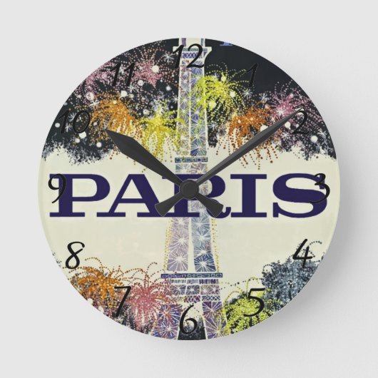 Paris: Poster Clock Runde Wanduhr (Vorderseite)