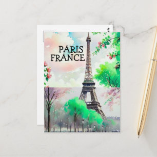 Paris Postkarte, Kunstdruck, Aquarell, Reisebuch Postkarte