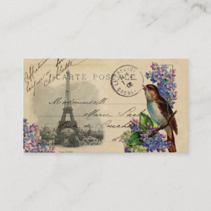 Paris Postkarte Vogel auf Flieder Visitenkarte