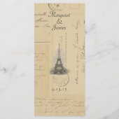 Paris-Postkarten-Vogel auf Flieder-Menü-Karte Menükarte (Rückseite)