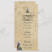 Paris-Postkarten-Vogel auf Flieder-Menü-Karte Menükarte (Vorne/Hinten)