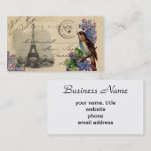 Paris-Postkarten-Vogel auf Flieder-Visitenkarte Visitenkarte (Vorne/Hinten)