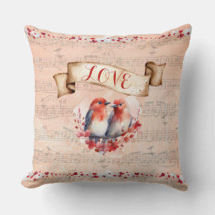 Paris Postmark Love Birds mit Whimsical Notes Kissen
