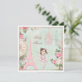 Paris Princess Ballerina Shabby Chic Babydusche Einladung (Stehend Vorderseite)