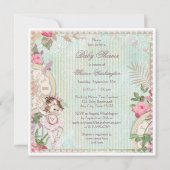 Paris Princess Ballerina Shabby Chic Babydusche Einladung (Rückseite)