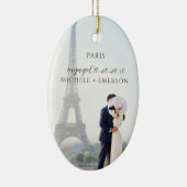 Paris Proposal Engagement Photo keepsake Keramik Ornament (Rechts)