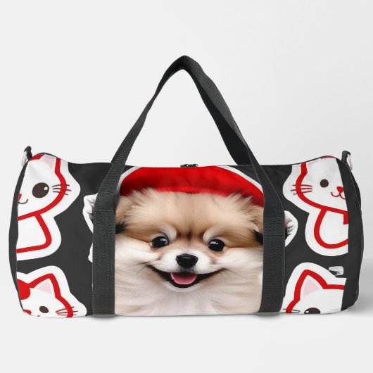 Paris Pup & Kitty Crew � Hübsche Barett-Hund und K Duffle Bag (Vorderseite)