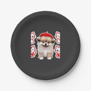 Paris Pup & Kitty Crew � Hübsche Beret-Hund und Ka Pappteller