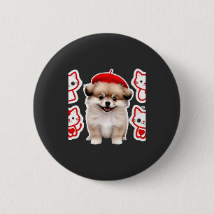 Paris Pup & Kitty Crew � Hübscher Barett Hund und Button