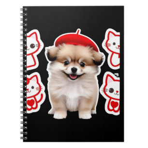 Paris Pup & Kitty Crew - Niedlicher Beret Hund und Notizblock