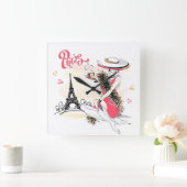 Paris Quadratische Wanduhr (Zuhause)